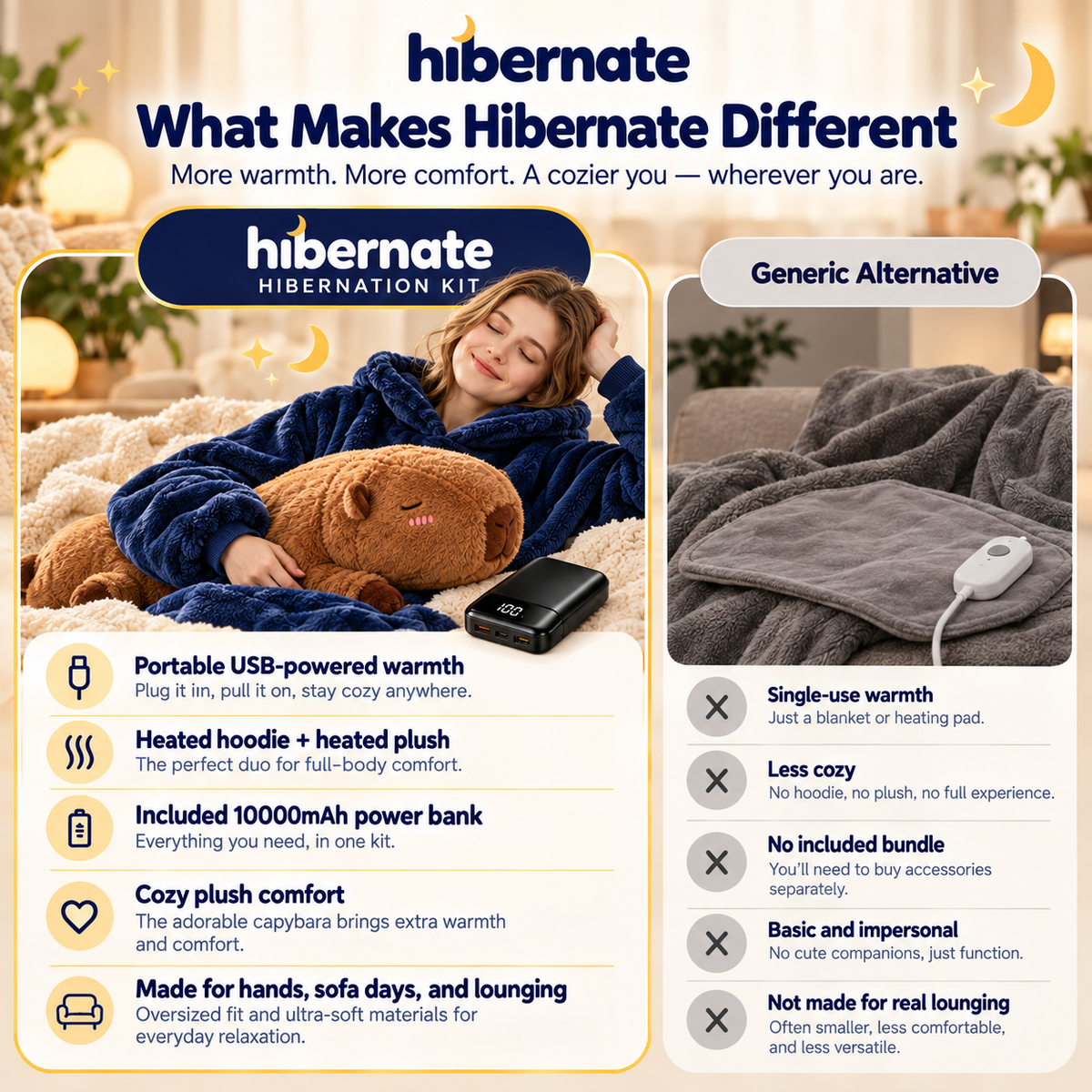 The Hibernation Kit compared with a generic heating blanket