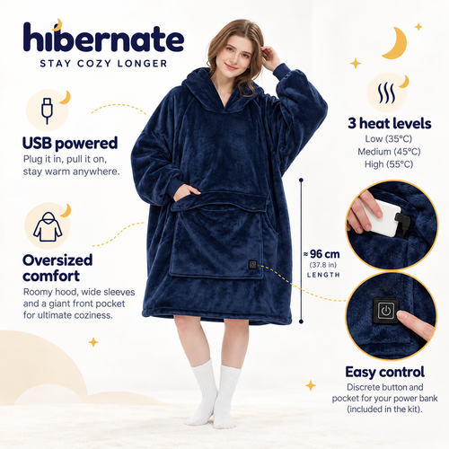 The Hibernator™ Heated Hoodie Blanket